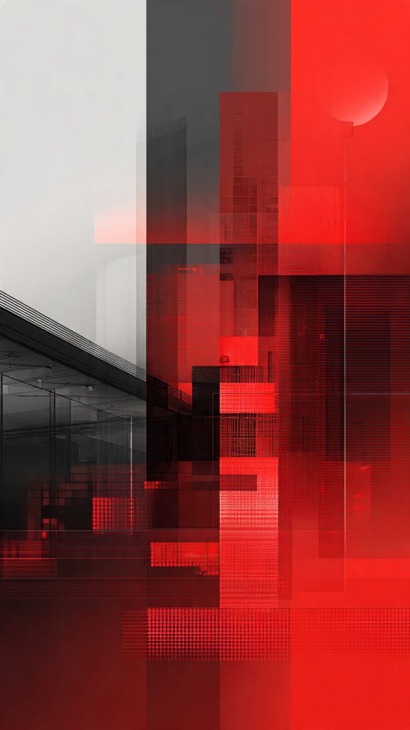 Modern abstract red and black visuals symbolizing strategy, movement, and growth.