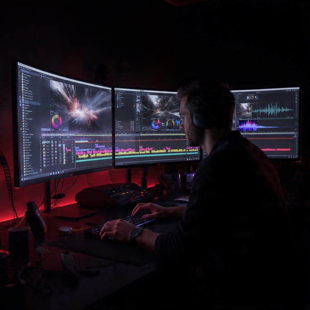 Our Folsom video editors using Adobe Premiere Pro CC, part of our professional toolset.